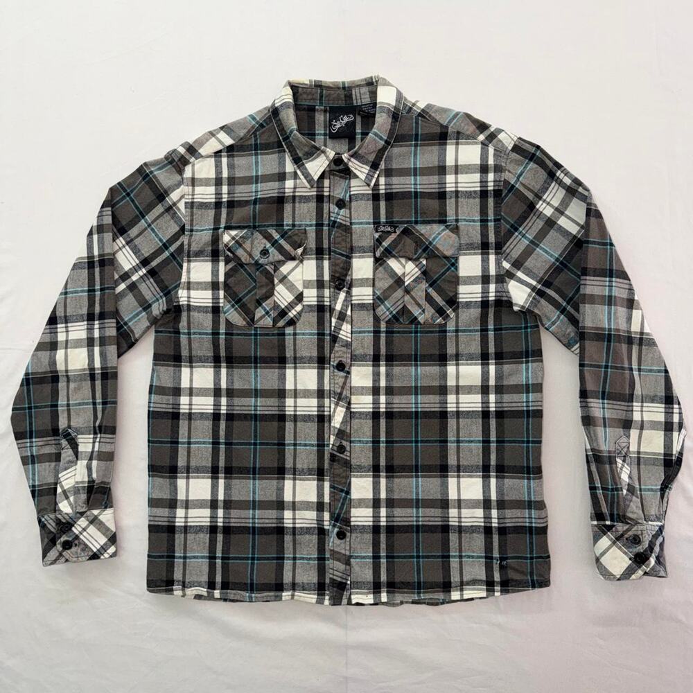 SoCal Brand Plaid Button-Down Flannel Shirt Y2K